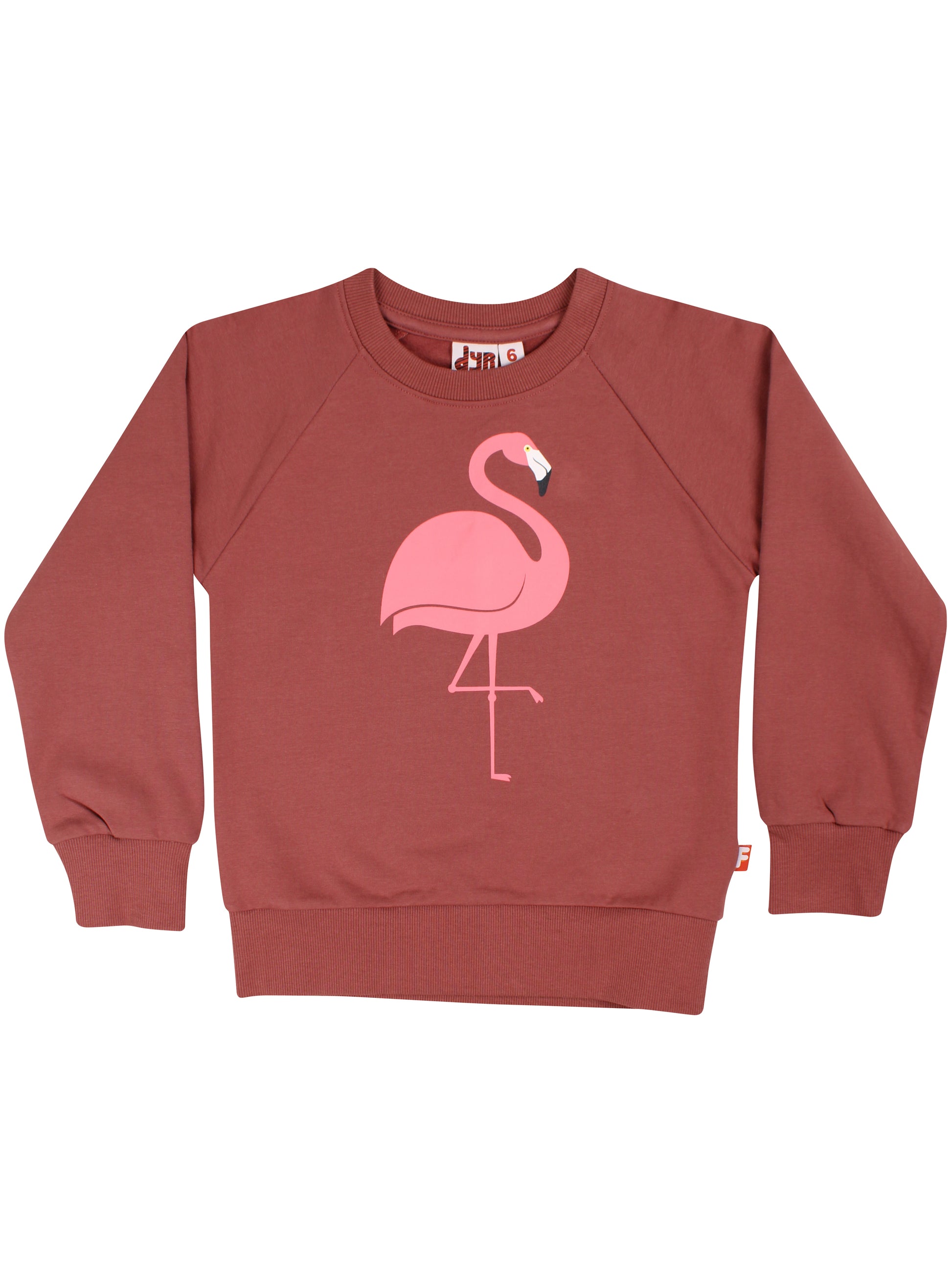 Kinder Sweatshirt mit Bündchen in klassischer Passform mit Flamingo Druck.