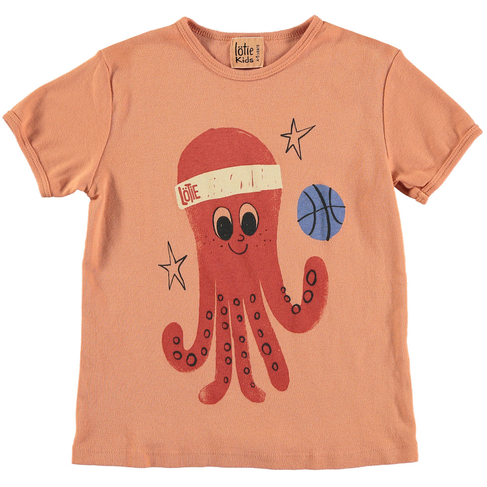 Shirt apricot Octopus Basketball von Lötie Kids