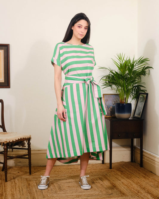 Luna Dress Stripes green/pink by Pretty Vacant