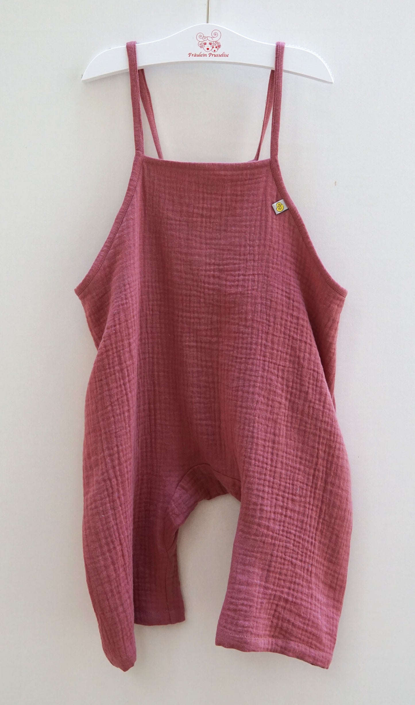 Dungarees made of muslin with tie straps in old rose by Fäulein Prusselise