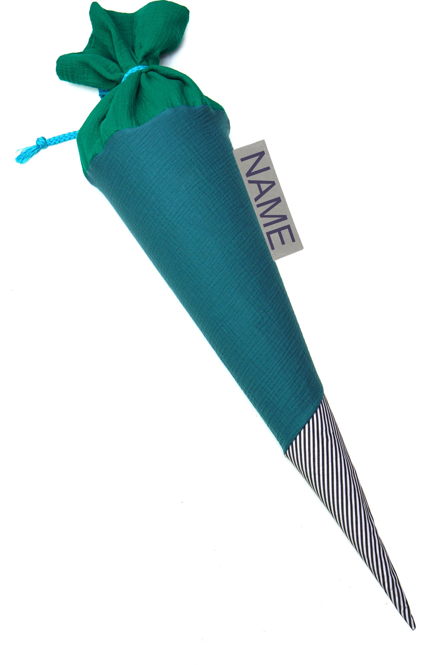 School cone green, turquoise, stripes