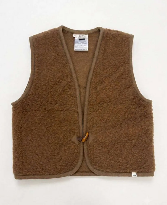 Wolle Bodywarmer Weste Shorty in expresso/ braun von We Are Wovens