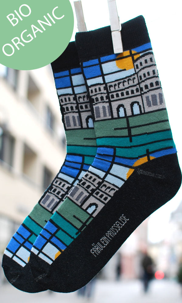 Socke mit Porta Nigra Motiv, Trier Feeling bis in die Zehenspitzen.