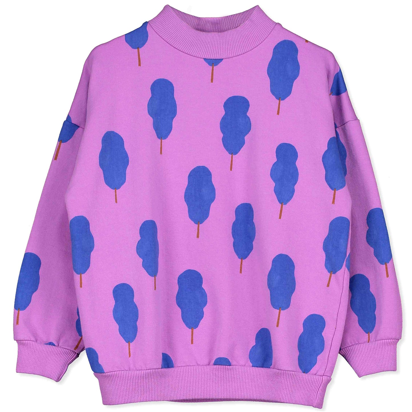 Kinder Sweatshirt Lötie Bäume blau auf lila