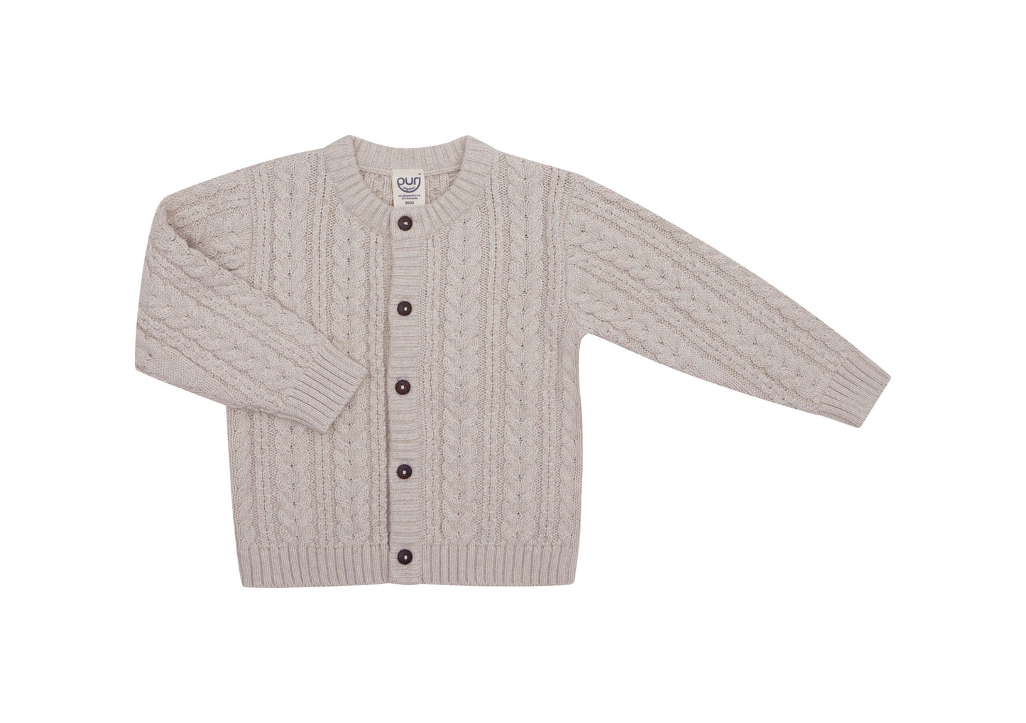 Cardigan cable knit beige by Puri