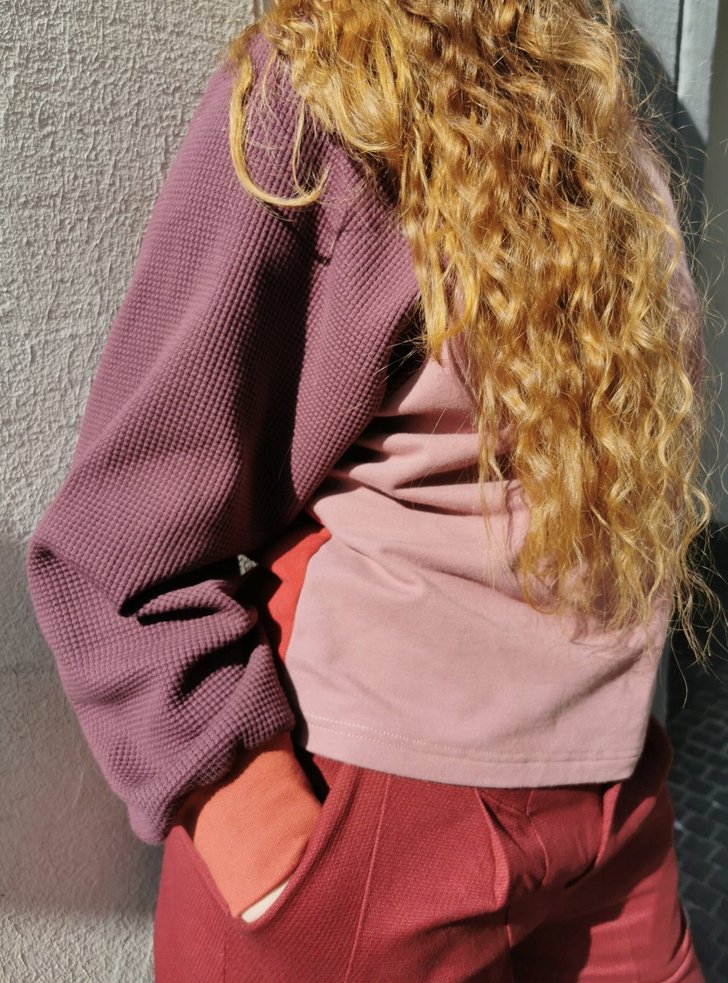 Children's sweatshirt colour blocking mauve/pink/burgundy by Fräulein Prusselise