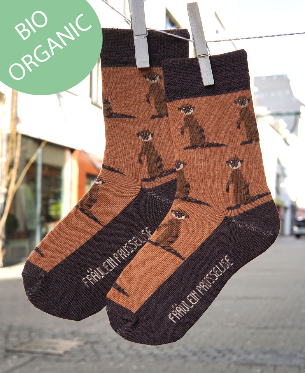 Kindersocken Erdmaennchen braun