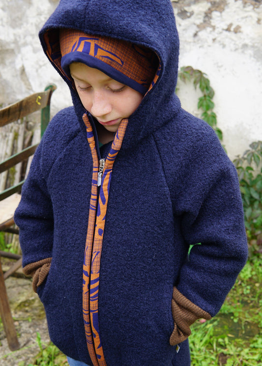 Walk jacket made of virgin wool thick dark blue Wildewutz by Fräulein Prusselise