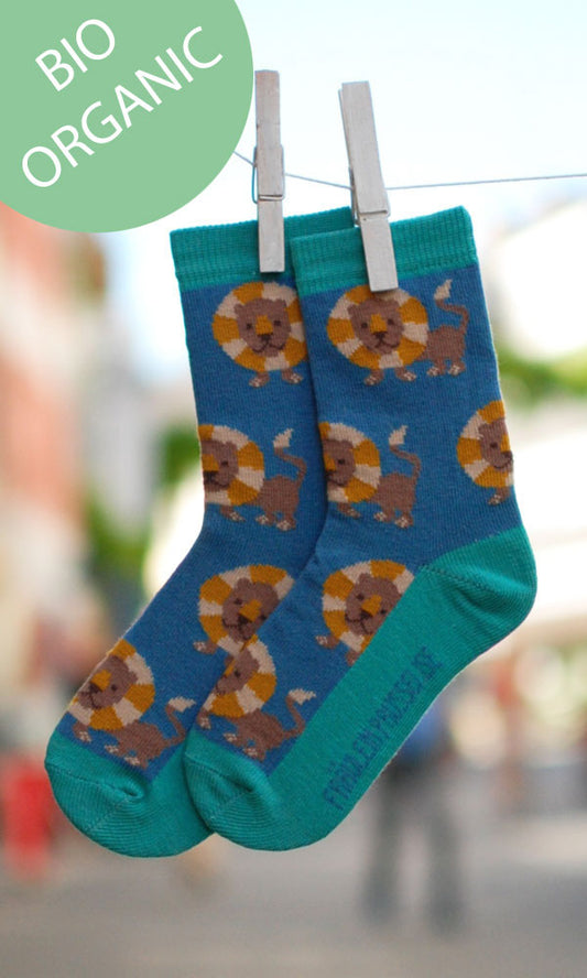 Kindersocken Loewe blau tuerkis