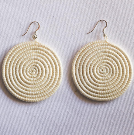 Earrings large sisal cream white by Azizi