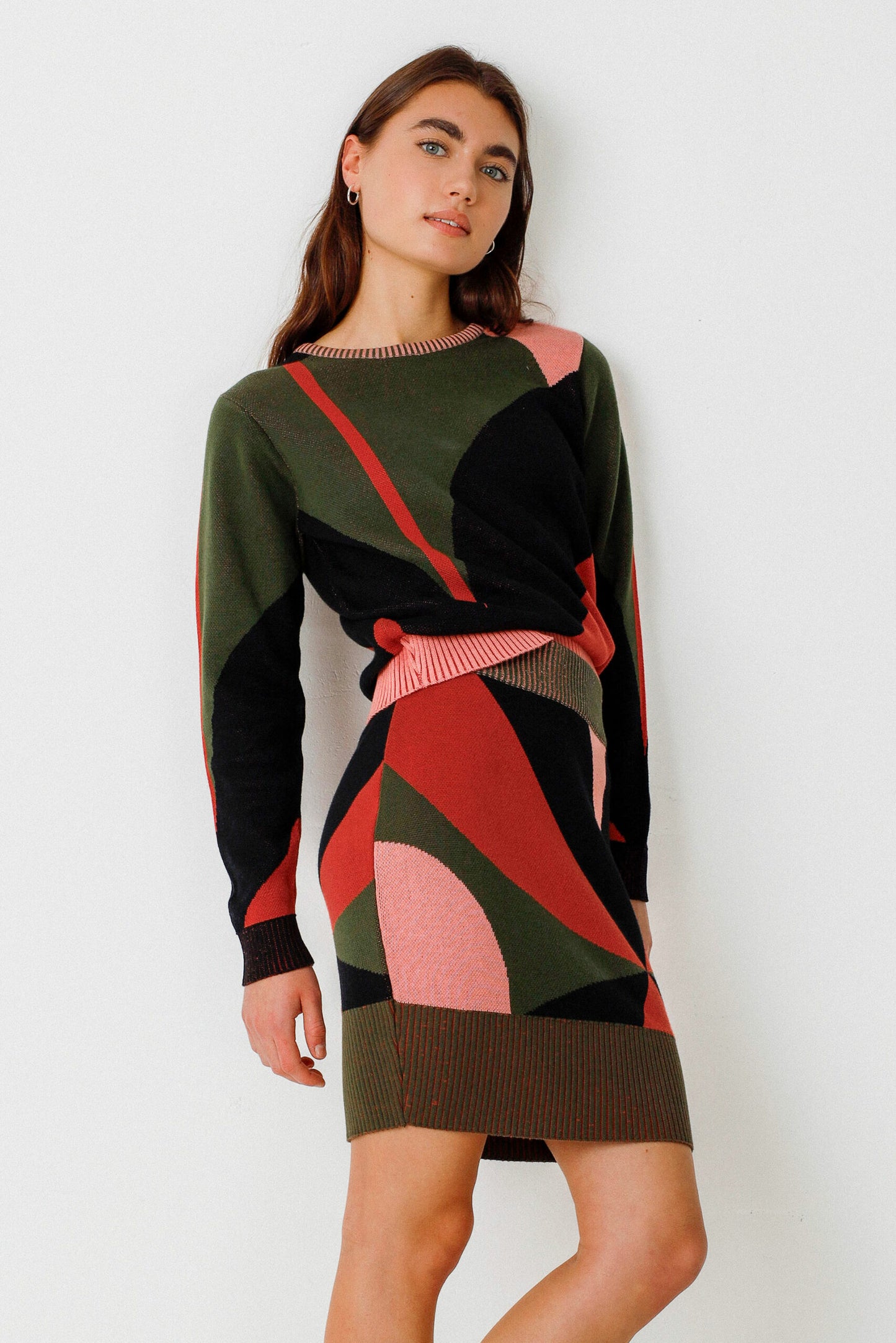 Sweater Elur olive/rose/cinnamon by SKFK